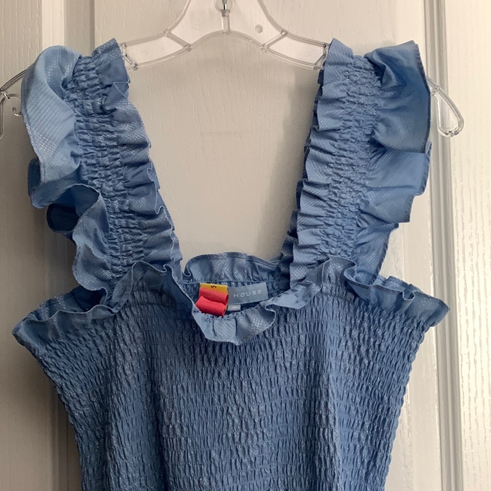 Hill House Ellie Nap Dress Size M in Light Blue Glitter Check